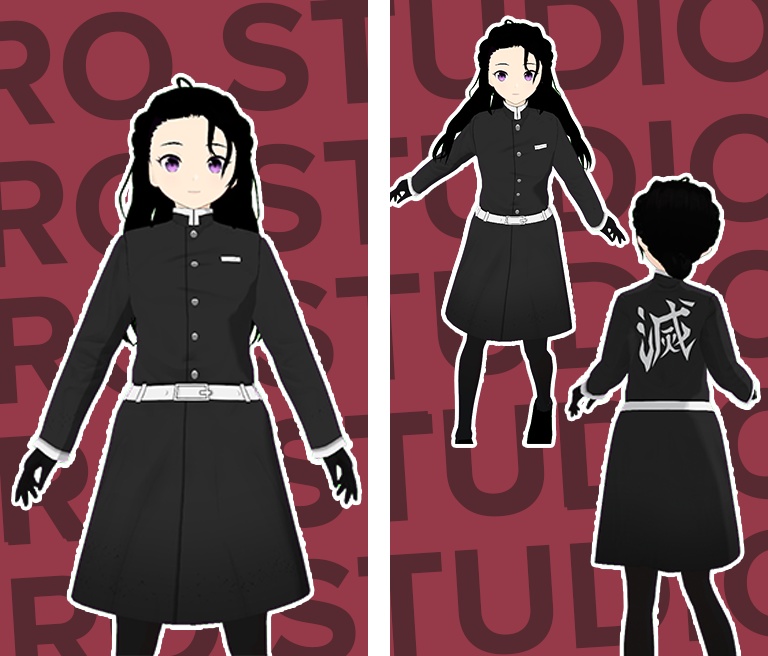 Demon hunter dress kimono coat anime inspired Vroid / 和風 着物 和服 和装 オリエンタル ドレス コート