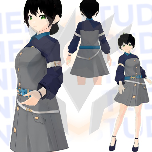 Dress coat uniform priest knight fantasy Vroid / 和風 和服 和装 オリエンタル コート 制服 ドレス