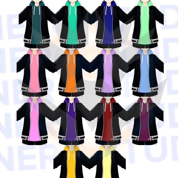 Vroid Hoodie modern urban sport style (14 Variations included) / パーカー オーバーサイズ 服装 スポーツ スポーツウェア 都市 テクスチャ