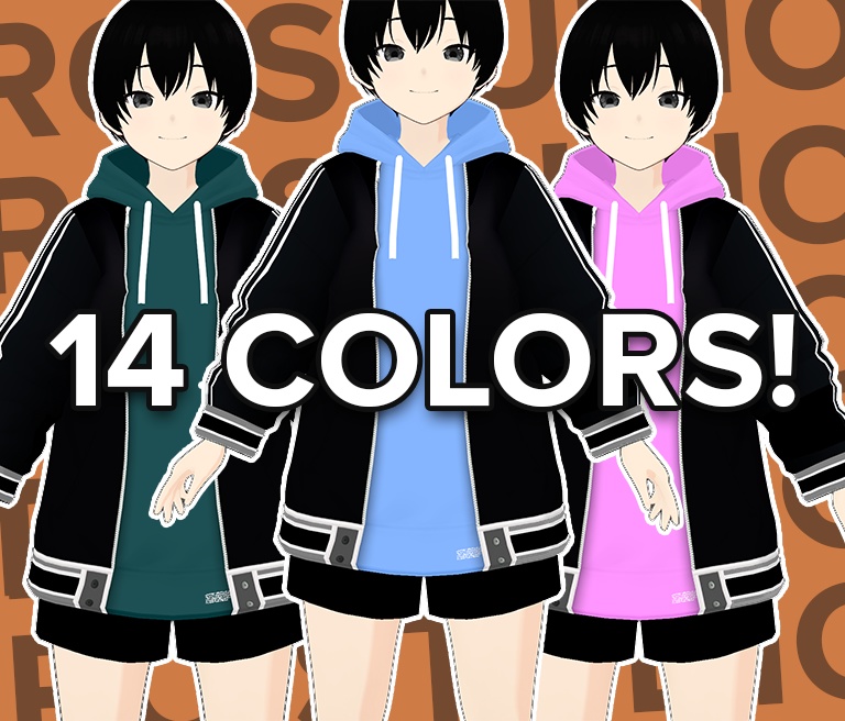 Vroid Hoodie modern urban sport style (14 Variations included) / パーカー オーバーサイズ 服装 スポーツ スポーツウェア 都市 テクスチャ