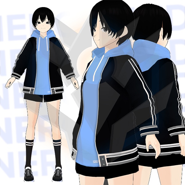 Vroid Hoodie modern urban sport style (14 Variations included) / パーカー オーバーサイズ 服装 スポーツ スポーツウェア 都市 テクスチャ