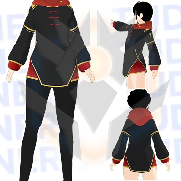 Asian oriental coat hoodie japanese chinese style martial arts uniform Vroid / 和服 和風 和装 パーカー コート 服装 オリエンタル
