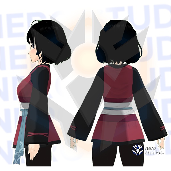 Dress kimono japanese style ninja Vroid (5 color variations) / 和風 着物 和服 和装 オリエンタル ドレス