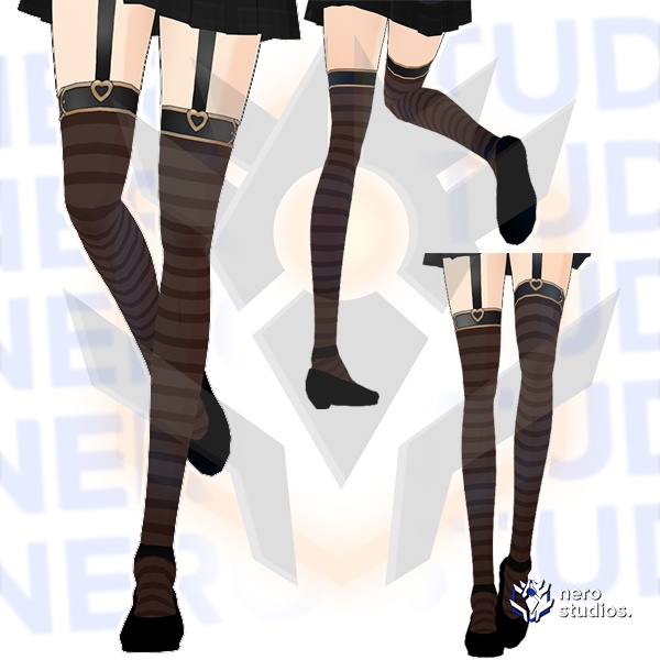 Stockings stripes Vroid socks lolita punk emo dark heart