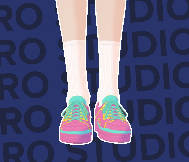Sneakers colorful shoes playfull pink shiny funny sport casual Vroid texture / スポーツウェア スニーカー 靴 都市