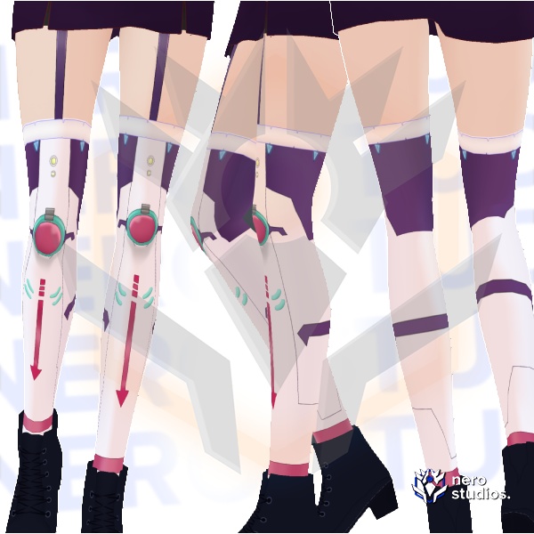 Socks scifi tech wear cute candy pink robot armor Vroid texture