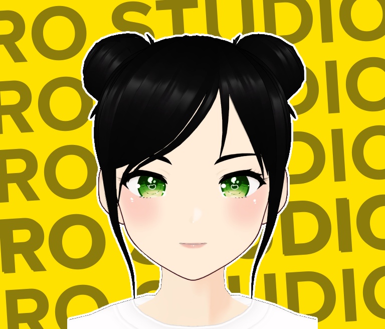 New look for space buns, back hair and bangs, surprise included (Vroid file) cute elegant hairstyle