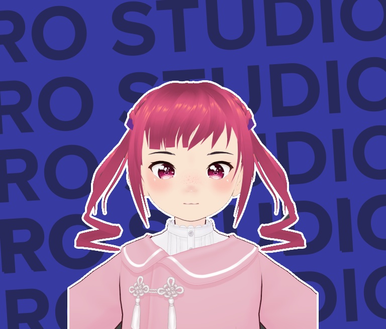 Cute double ponytails/pigtails hairstyle curled hair candy girl (Vroid file)