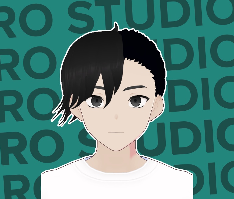 Half shaved/ half long hair hairstyle mohawk down (Vroid file)