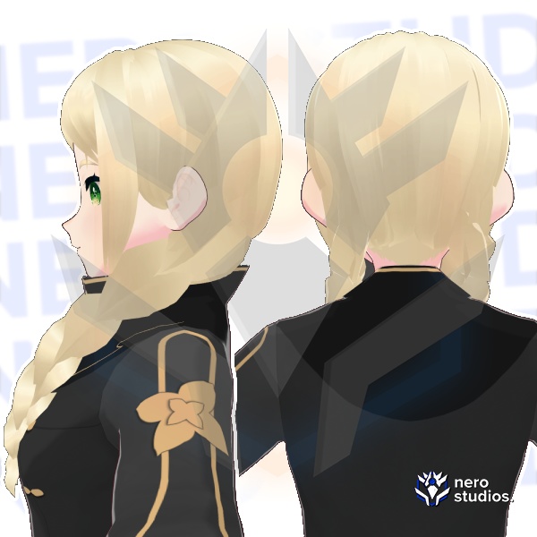 Double front braids hairstyle fantasy elf cute (Vroid file)