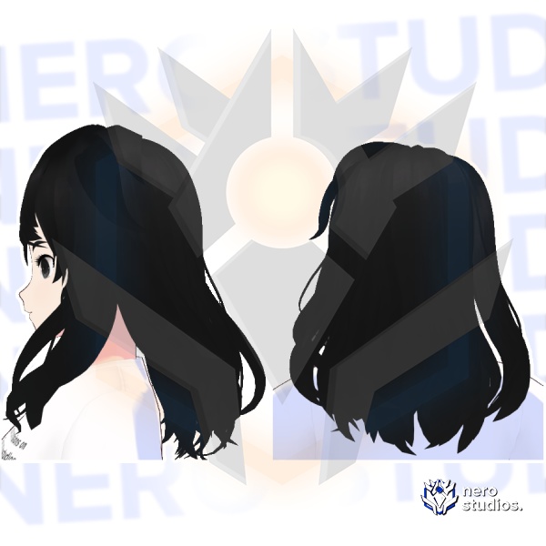 Messy to the side and half shaved hairstyle (Vroid file)