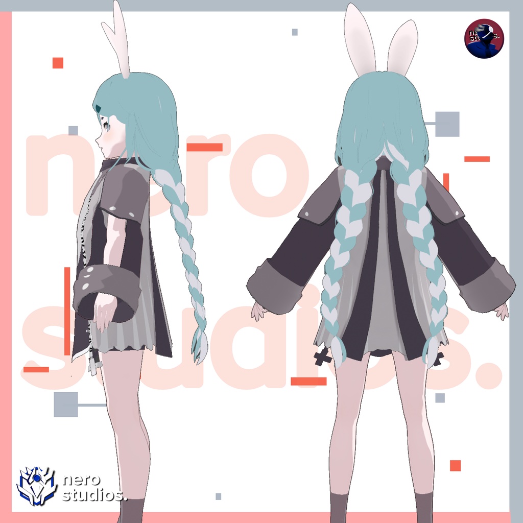 Magician bunny girl, Magical fantasy cute outfit (VROID FILE) / ハロウィン コスプレ マジシャン バニー 女の子 マジカル ファンタジー かわいい