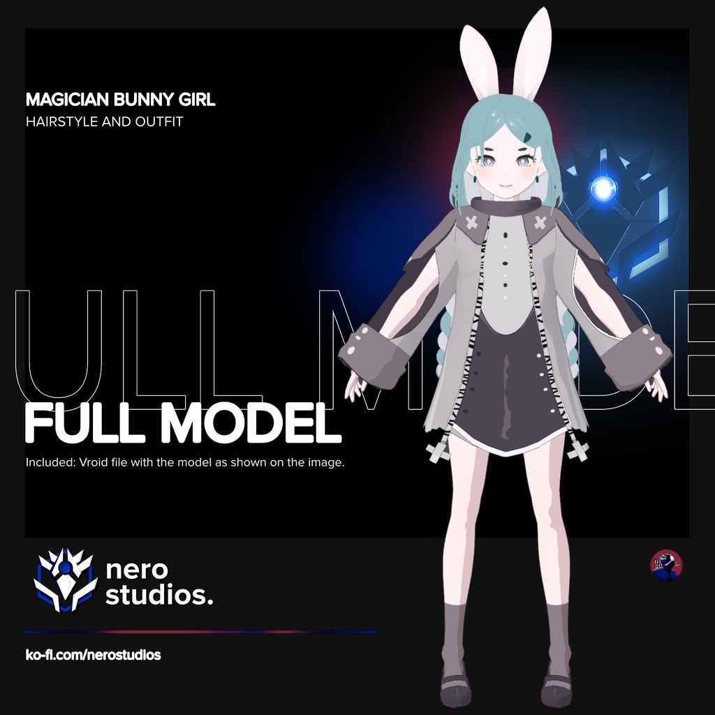 Magician bunny girl (Full model) magical fantasy cute outfit vroid file