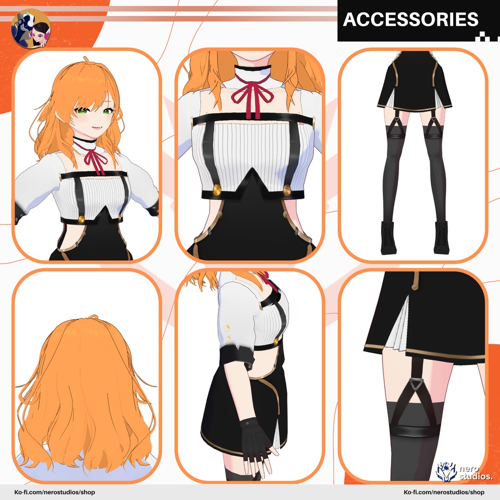 Magic warrior idol Full outfit and hairstyle (Vroid file)
