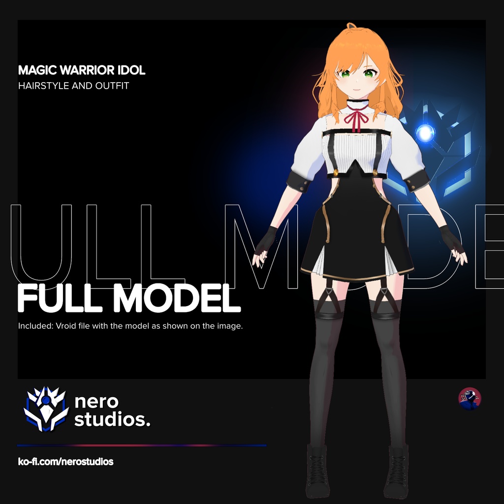 Magic warrior idol Full outfit and hairstyle (Vroid file)