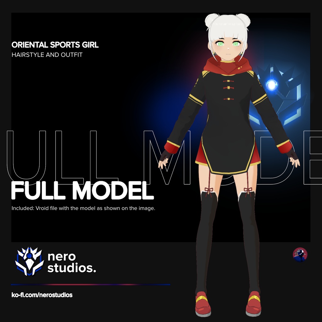 Classic modern oriental sports full outfit and hairstyle (Vroid file)
