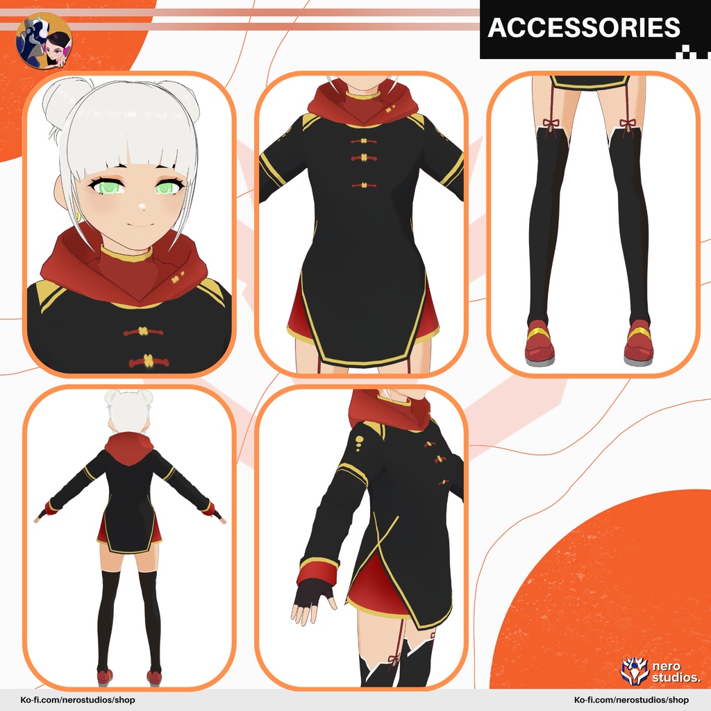 Classic modern oriental sports full outfit and hairstyle (Vroid file)