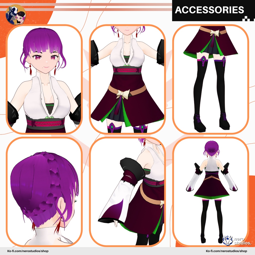 KIMONO ORIENTAL STYLE DRESS AND HAIRSTYLE (Vroid file) / 和風 着物 着物 ドレス 女の子 和服 和装 ブーツ