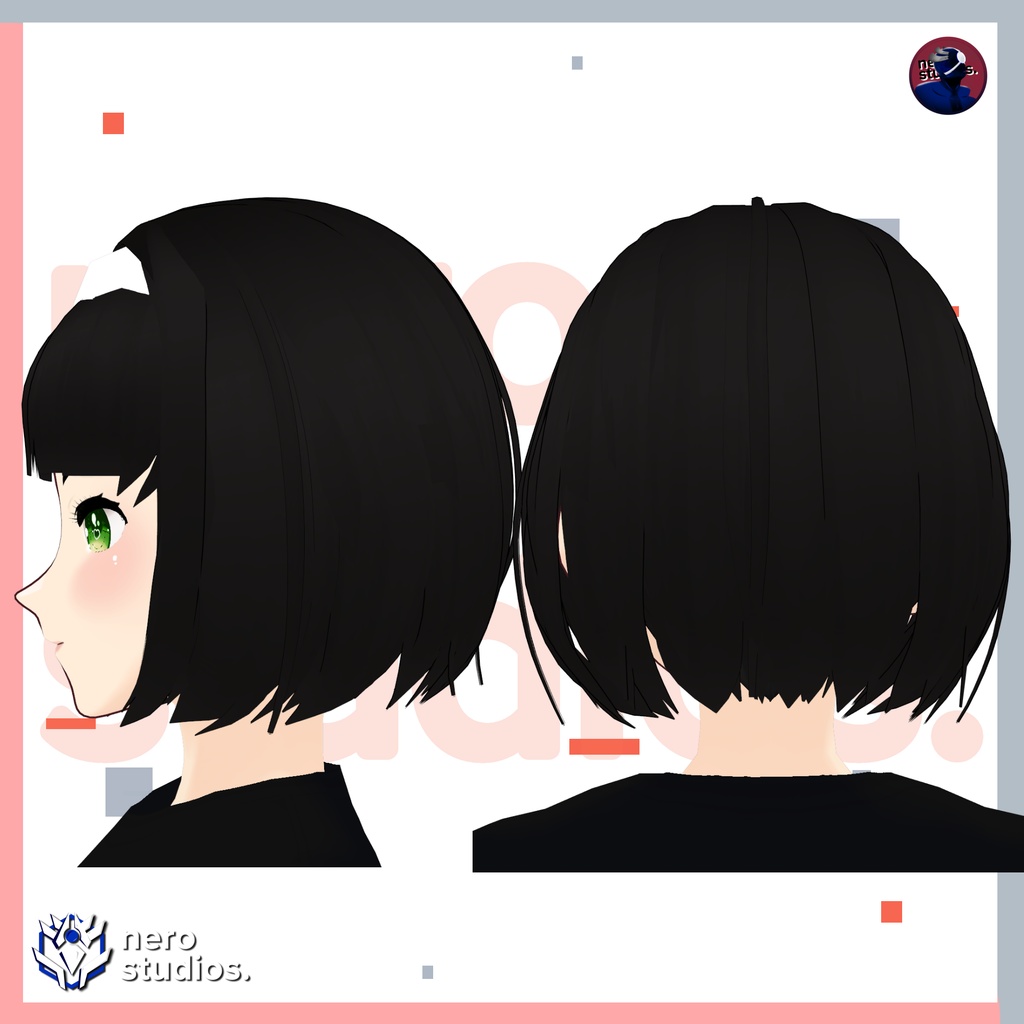 Short hairstyle with head band nerdy cute (vroid file) / テクスチャ