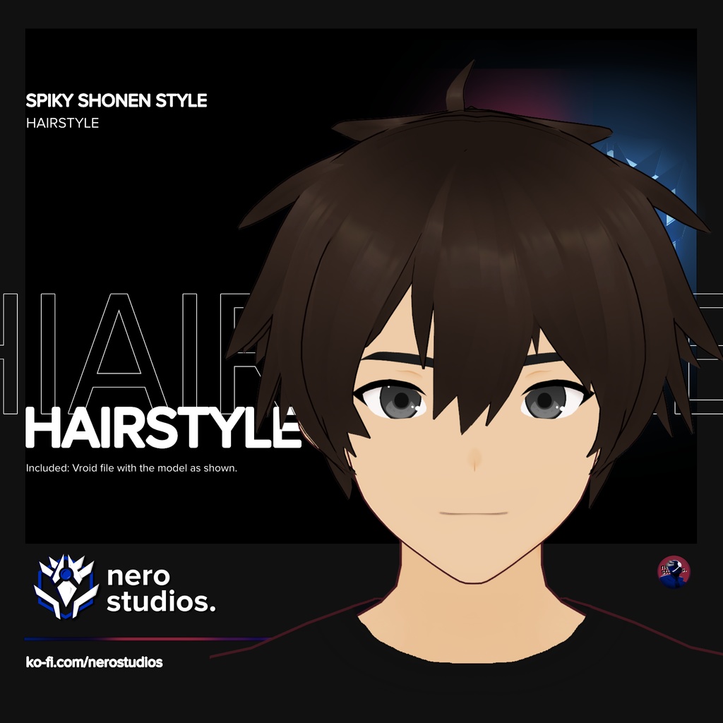 Spiked shonen hairstyle spiky messy (vroid file) / 髪型 髪