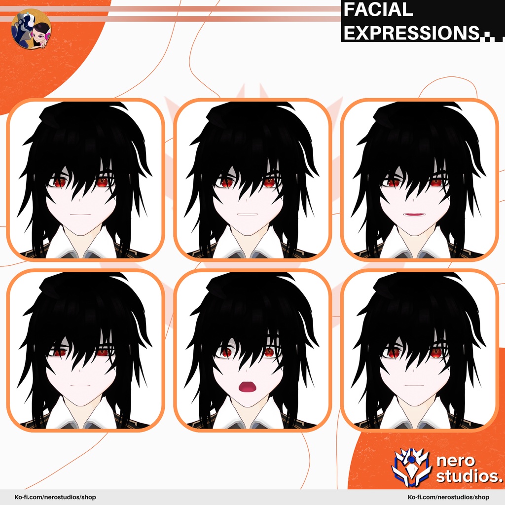 VAMPIRE FULL OUTFIT AND HAIRSTYLE MODEL (VROID FILE) / 鬼 ヴァンパイア ゴシック 黒 ロングコート ハロウィン ファンタジー 黒