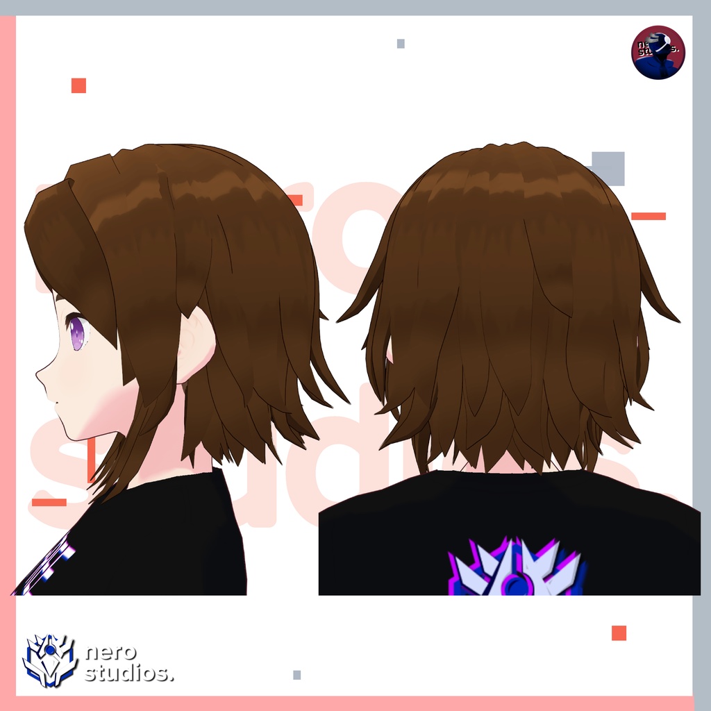 HIGH SEPARATE SPLIT BANGS ANIME STYLE (Vroid file) / ヘア 髪型 テクスチャ 女の子