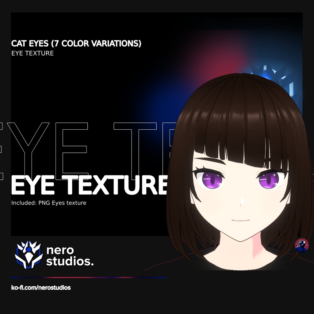 CAT EYES (7 COLOR VARIATIONS) (re-edited) / VROID テクスチャ キャットアイズ カラーバリエーション