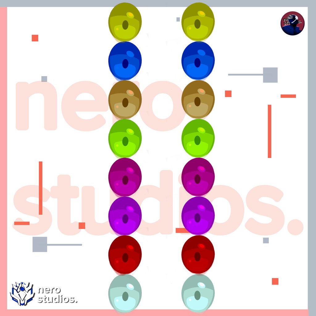 CARTOON FLAT COLOR EYES (8 COLOR VARIATIONS) (re-edited)