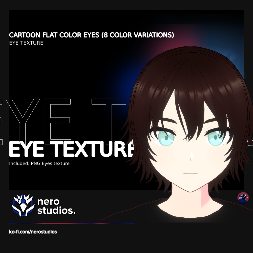 CARTOON FLAT COLOR EYES (8 COLOR VARIATIONS) (re-edited)