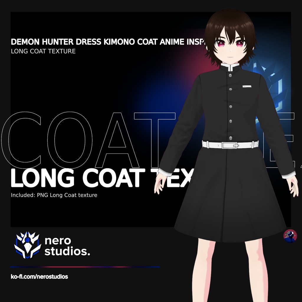 DEMON HUNTER DRESS KIMONO COAT ANIME INSPIRED VROID (re-edited)