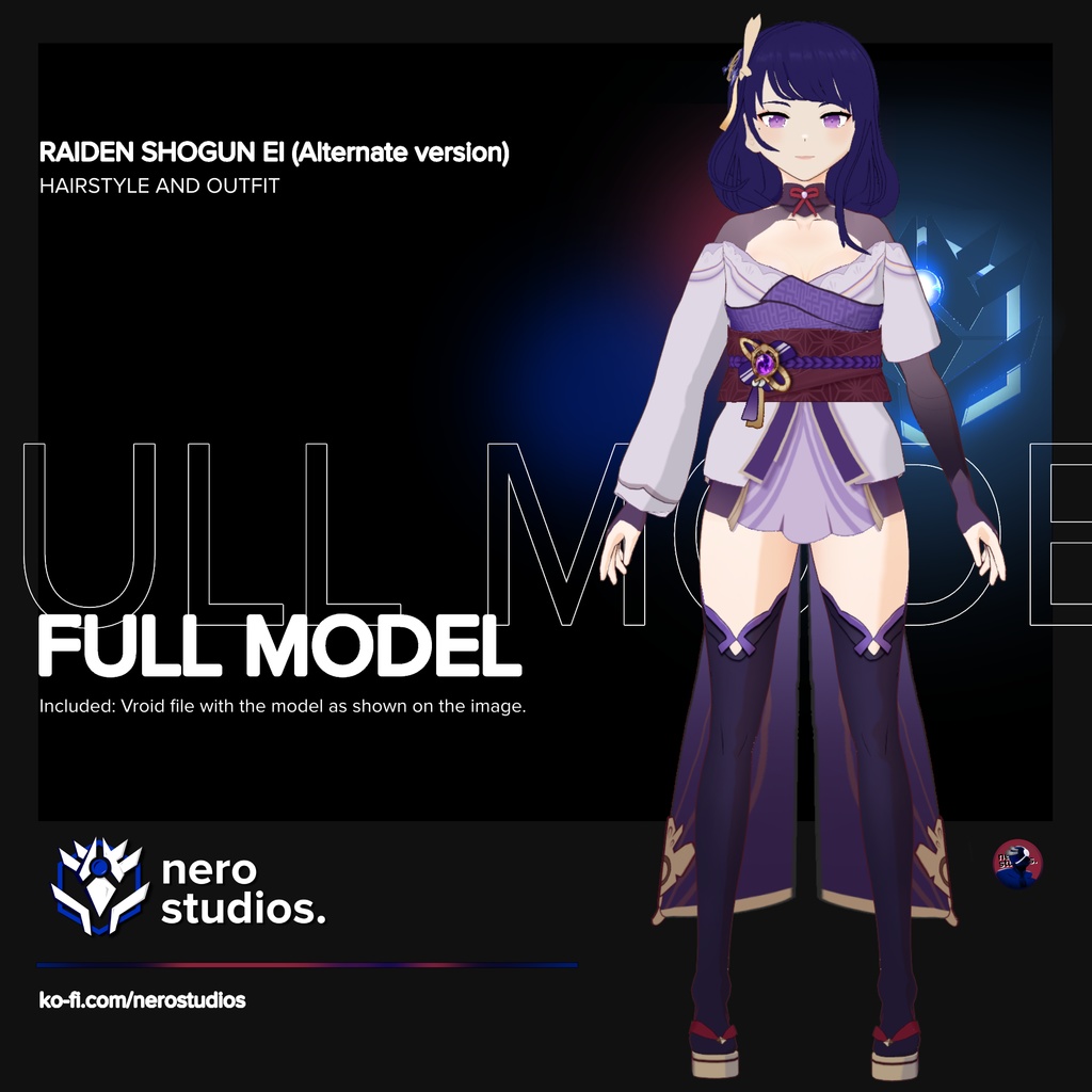 RAIDEN SHOGUN EI (Alternate version), Vroid model, (Vroid File) Genshin Impact / 雷電 将軍 原神 コスプレ