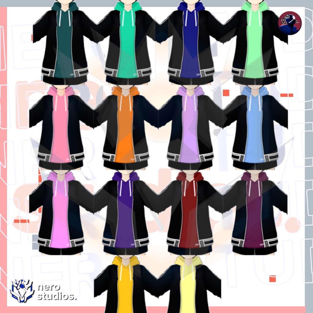 VROID HOODIE MODERN URBAN SPORT STYLE (14 VARIATIONS INCLUDED) (re-edited) / パーカー スポーツウェア