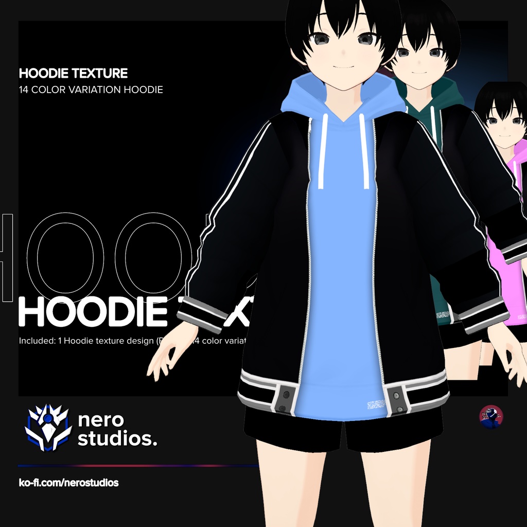 VROID HOODIE MODERN URBAN SPORT STYLE (14 VARIATIONS INCLUDED) (re-edited)