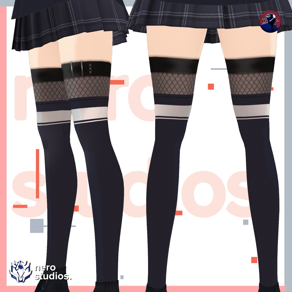 SOCKS SCIFI TECHWEAR STYLE CYBERPUNK STOCKINGS FISHNET VROID (re-edited) / ストッキング