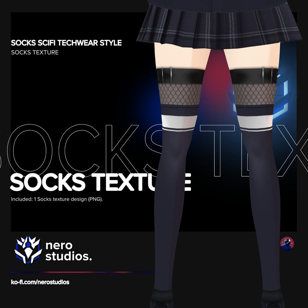 SOCKS SCIFI TECHWEAR STYLE CYBERPUNK STOCKINGS FISHNET VROID (re-edited)