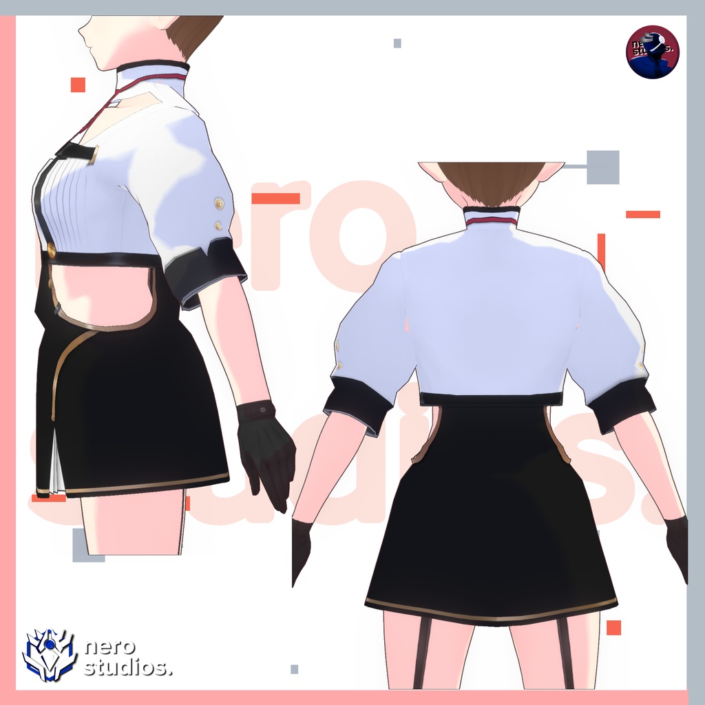 COAT DRESS LIKE FANTASY SCIFI MILITARY LOOK SEXY HIGH DETAIL VROID (re-edited)