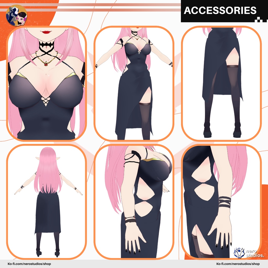 Elf Vroid set! Halloween Texture, assets, hair and outfits presets all included in Vroid Studio files / VRoid用衣装 ファンタジー ハロウィンセット エルフ 妖精 仙女 黒のドレス ハロウィン 黒のドレス ゴシック