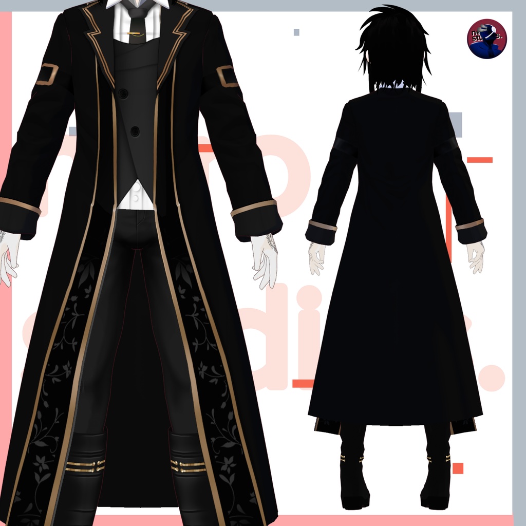 Vampire set Vroid models, Halloween texture and assets presets to use in your own Vroid Studio models! / 3Dモデル ヴァンパイア 吸血鬼 黒のドレス ゴシック 髪型のテクスチャ ハロウィン ハロウィンセット