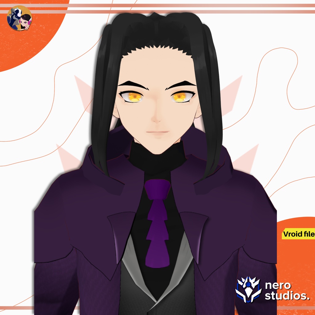 Vampire set Vroid models, Halloween texture and assets presets to use in your own Vroid Studio models / 3Dモデル ヴァンパイア 鬼 サキュバス 黒のドレス ゴシック 髪型のテクスチャ ハロウィン ハロウィンセット