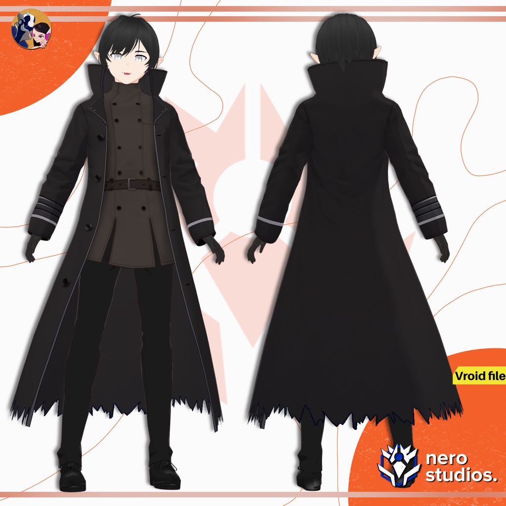 Vampire set Vroid models, Halloween texture and assets presets to use in your own Vroid Studio models / 3Dモデル ヴァンパイア 鬼 サキュバス 黒のドレス ゴシック 髪型のテクスチャ ハロウィン ハロウィンセット