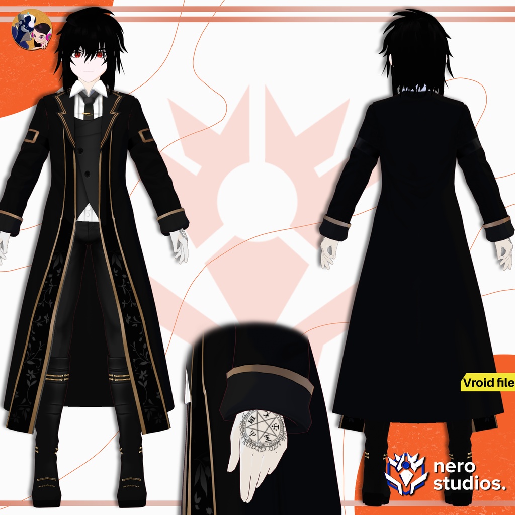 Vampire set Vroid models, Halloween texture and assets presets to use in your own Vroid Studio models / 3Dモデル ヴァンパイア 鬼 サキュバス 黒のドレス ゴシック 髪型のテクスチャ ハロウィン ハロウィンセット