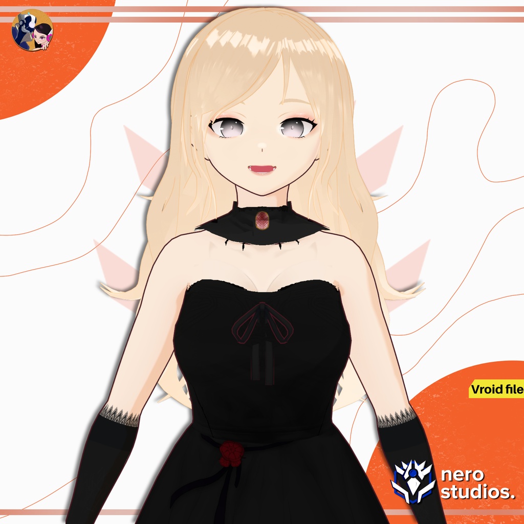 Vampire set Vroid models, Halloween texture and assets presets to use in your own Vroid Studio models / 3Dモデル ヴァンパイア 鬼 サキュバス 黒のドレス ゴシック 髪型のテクスチャ ハロウィン ハロウィンセット