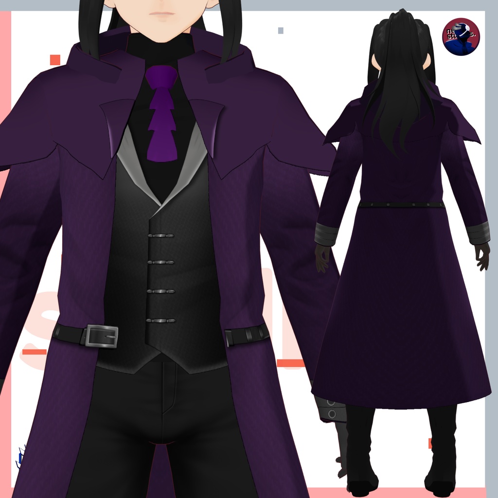 Vampire set Vroid models, Halloween texture and assets presets to use in your own Vroid Studio models! / 3Dモデル ヴァンパイア 吸血鬼 黒のドレス ゴシック 髪型のテクスチャ ハロウィン ハロウィンセット