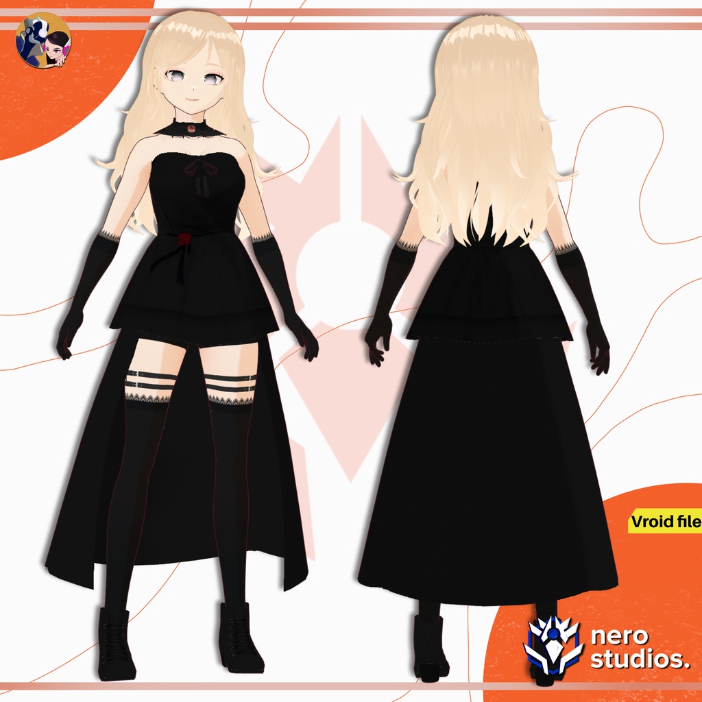 Vampire set Vroid models, Halloween texture and assets presets to use in your own Vroid Studio models / 3Dモデル ヴァンパイア 鬼 サキュバス 黒のドレス ゴシック 髪型のテクスチャ ハロウィン ハロウィンセット