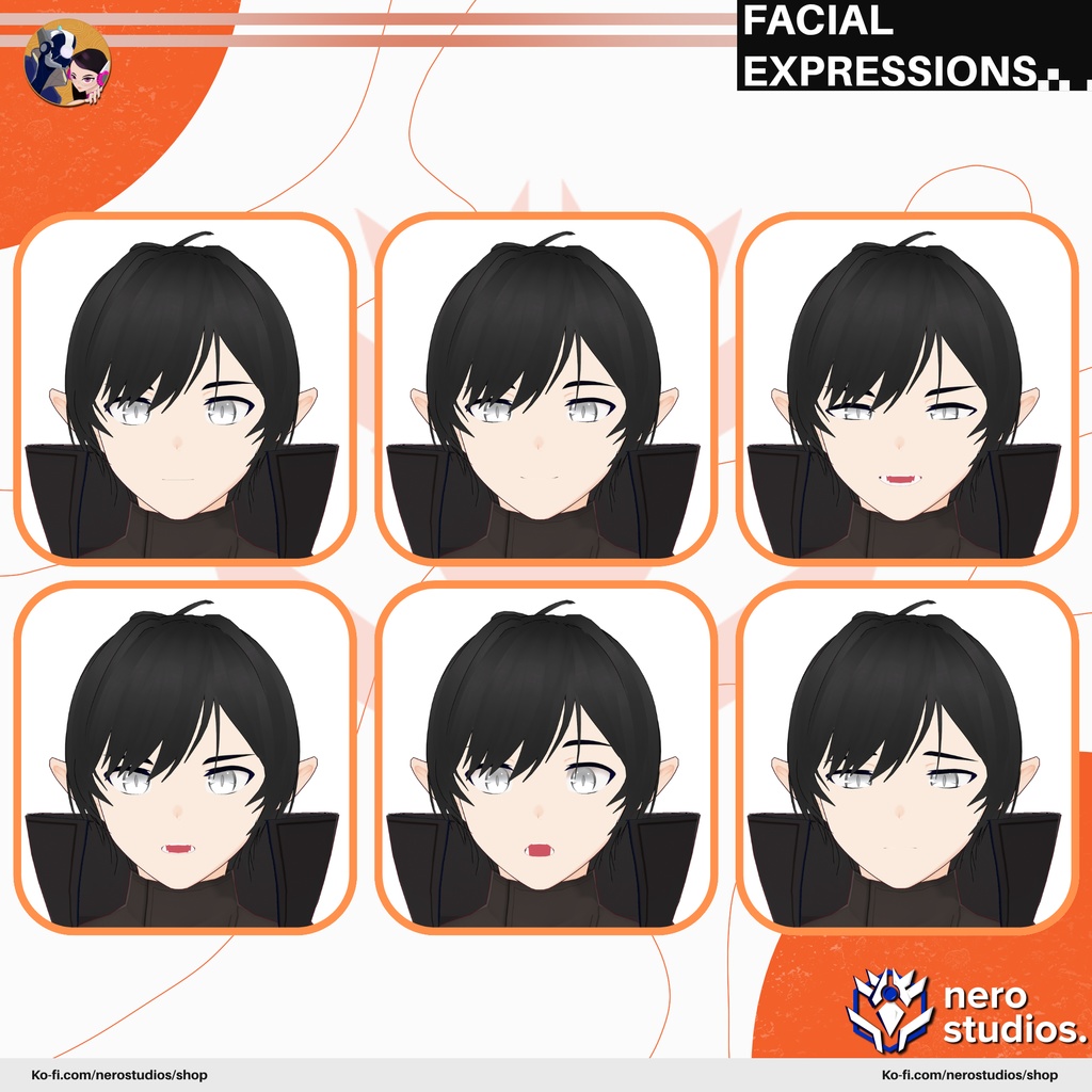 Vampire set Vroid models, Halloween texture and assets presets to use in your own Vroid Studio models / 3Dモデル ヴァンパイア 鬼 サキュバス 黒のドレス ゴシック 髪型のテクスチャ ハロウィン ハロウィンセット