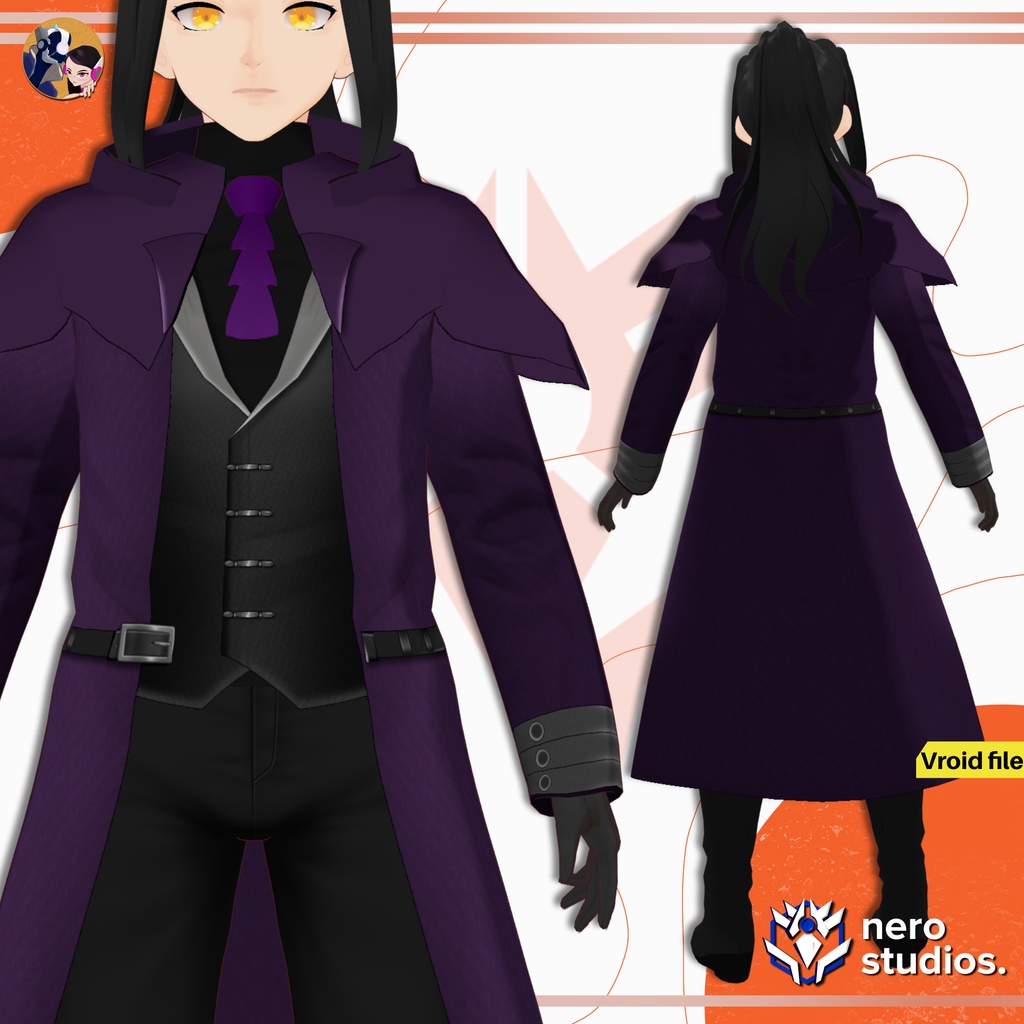 Vampire set Vroid models, Halloween texture and assets presets to use in your own Vroid Studio models / 3Dモデル ヴァンパイア 鬼 サキュバス 黒のドレス ゴシック 髪型のテクスチャ ハロウィン ハロウィンセット