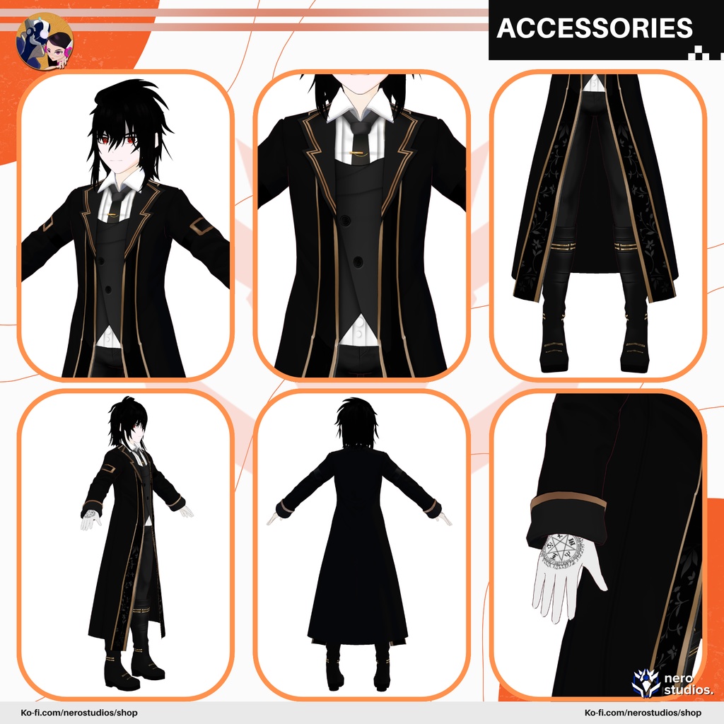 Vampire set Vroid models, Halloween texture and assets presets to use in your own Vroid Studio models / 3Dモデル ヴァンパイア 鬼 サキュバス 黒のドレス ゴシック 髪型のテクスチャ ハロウィン ハロウィンセット