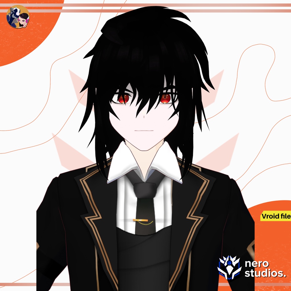 Vampire set Vroid models, Halloween texture and assets presets to use in your own Vroid Studio models / 3Dモデル ヴァンパイア 鬼 サキュバス 黒のドレス ゴシック 髪型のテクスチャ ハロウィン ハロウィンセット