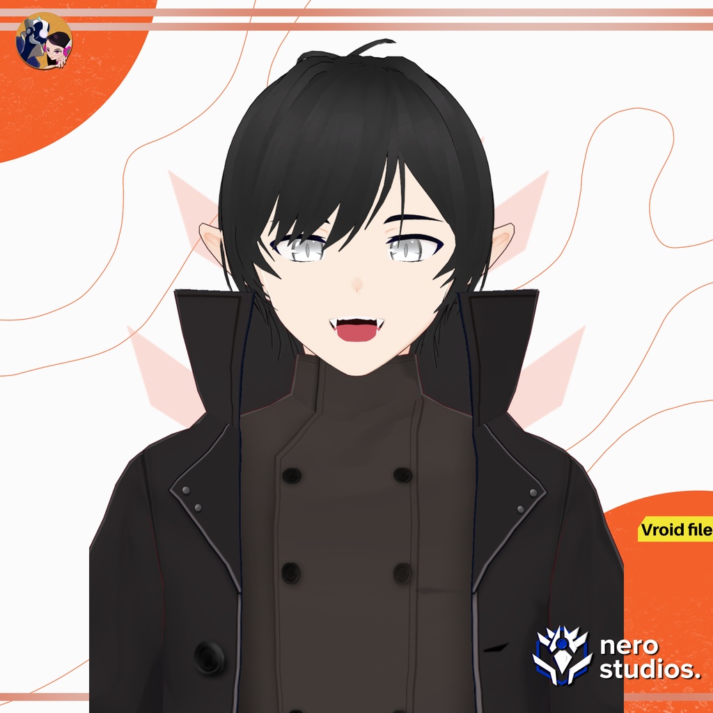 Vampire set Vroid models, Halloween texture and assets presets to use in your own Vroid Studio models / 3Dモデル ヴァンパイア 鬼 サキュバス 黒のドレス ゴシック 髪型のテクスチャ ハロウィン ハロウィンセット