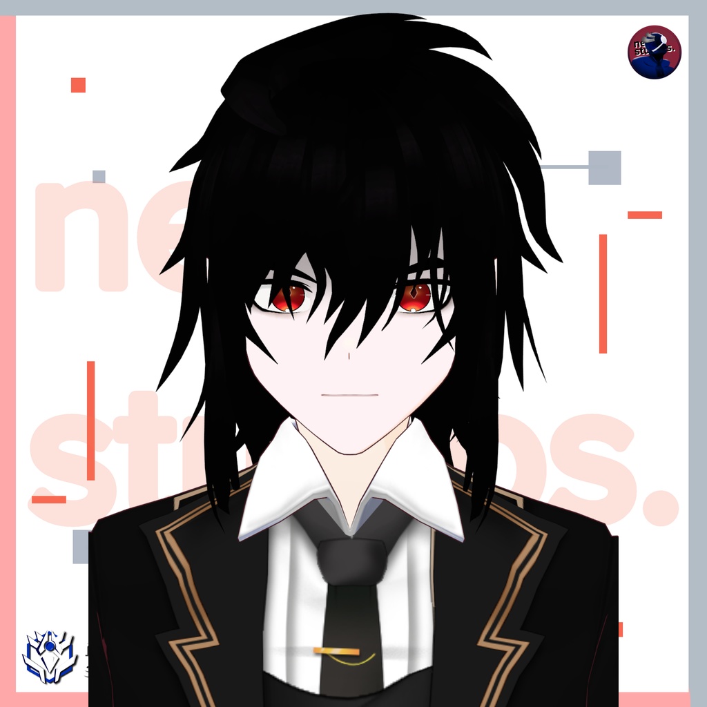 Vampire set Vroid models, Halloween texture and assets presets to use in your own Vroid Studio models! / 3Dモデル ヴァンパイア 吸血鬼 黒のドレス ゴシック 髪型のテクスチャ ハロウィン ハロウィンセット